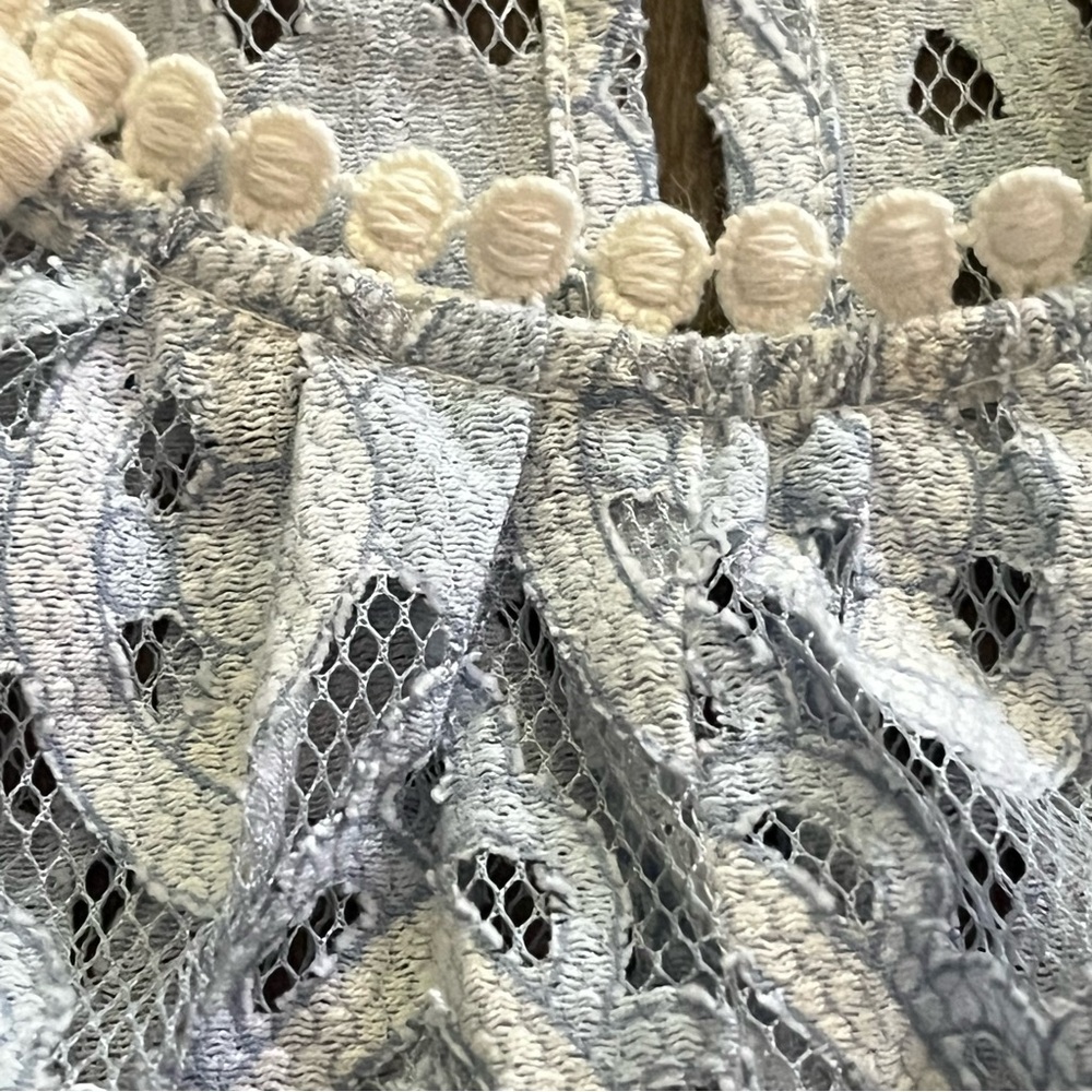 HD in Paris Anthropologie Blue Sheer Lace‎ Top SZ XS A-Line Fairy Whimsical 34” - Picture 6 of 13